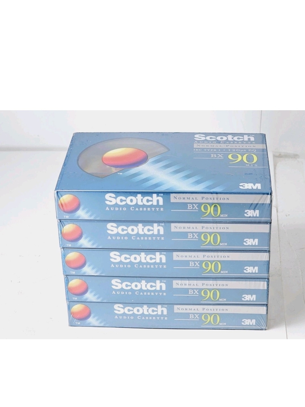 5 x Scotch BX90 Audio Cassette Tapes Normal Position IEC Type 1 New Sealed